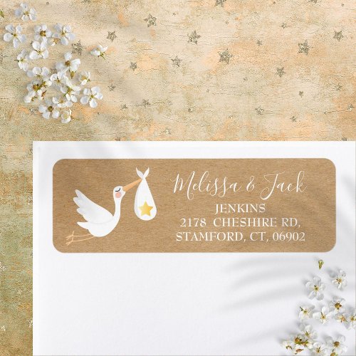 Rustic Special Delivery Stork Return Address Label