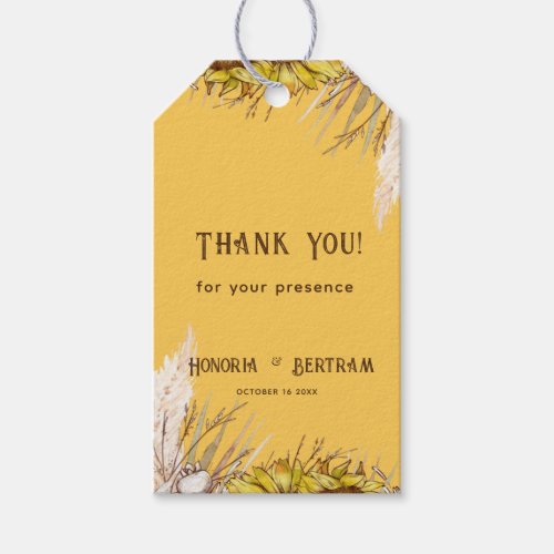 Rustic Spice Mustard Sunflower Bridal Gift Tags