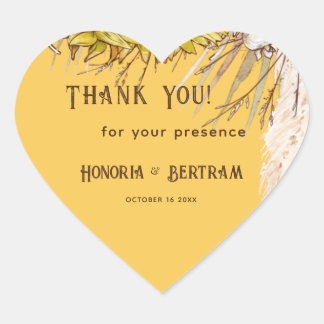 Rustic Spice Mustard Sunflower Bridal Heart Sticker