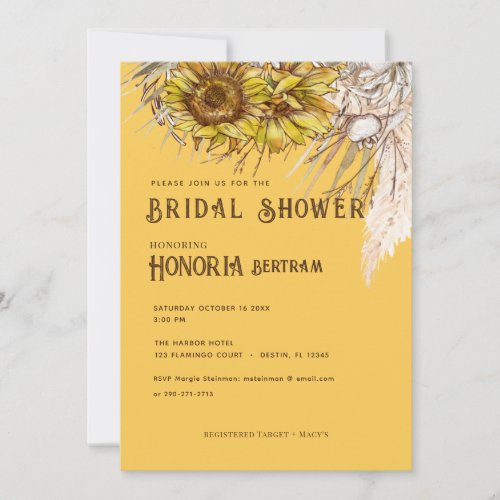 Rustic Spice Mustard Sunflower Bridal Shower