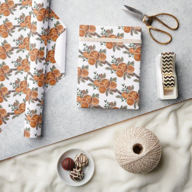 Rustic Spiced Orange Pattern Wrapping Paper (Crafts)