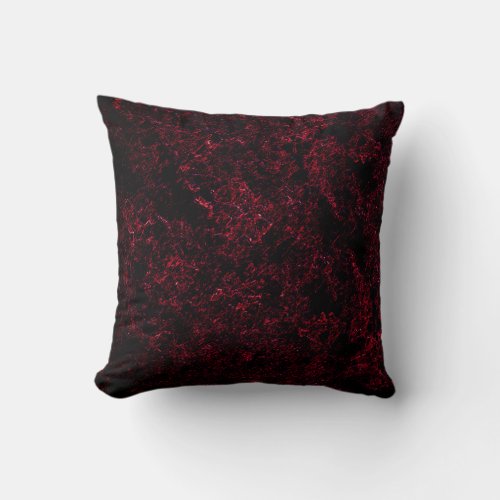 Rustic spongy red on dark background throw pillow