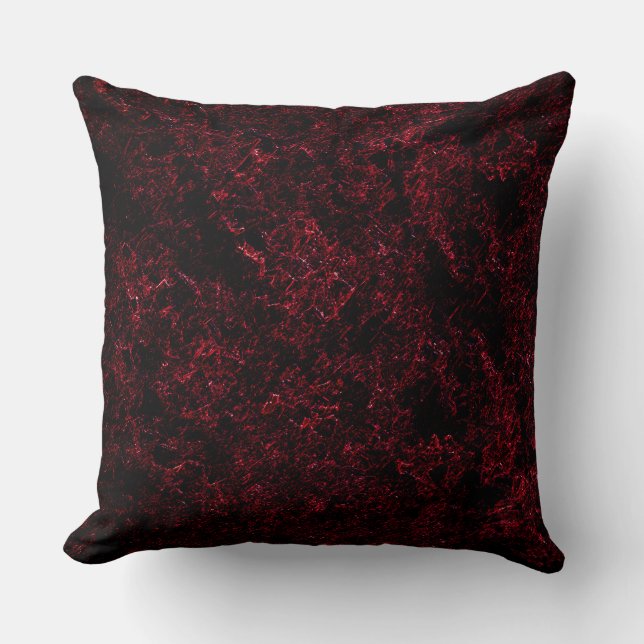Rustic spongy red on dark background throw pillow (Front)