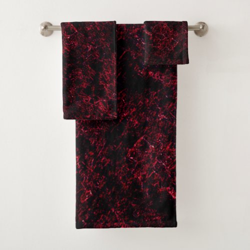 Rustic spongy red upon dark red background bath towel set