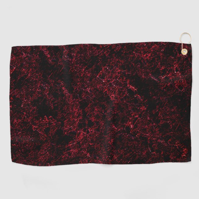 Rustic spongy red upon dark red background golf towel (Horizontal)