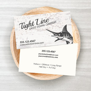 Rustic Sport Fishing Charters Marlin Business Card
