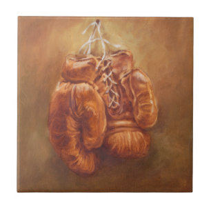 Rustic Sports Boxing Glove Ceramic Tile