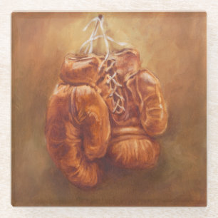 Rustic Sports Boxing Glove Glass Coaster