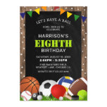 Rustic Sports Themed Kids Birthday Party Invitation Rustic Sports Themed Kids Birthday Party Invitation