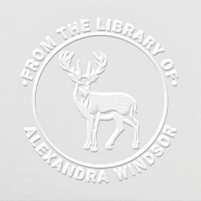 Rustic Spotted Deer Chital Library Book Name Embosser (Design)