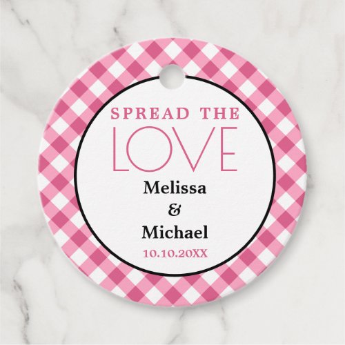 Rustic Spread The Love Pink Gingham Wedding   Favor Tags