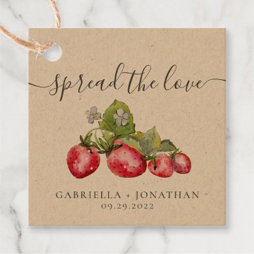 Rustic Spread The Love Strawberry Jam Kraft Paper Favor Tags
