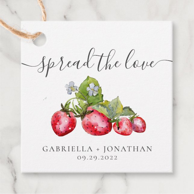 Rustic Spread The Love Strawberry Jam Kraft Paper Favor Tags (Front)