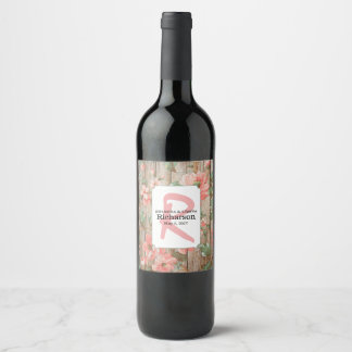 Rustic Spring Blossoms Wedding Wine Label