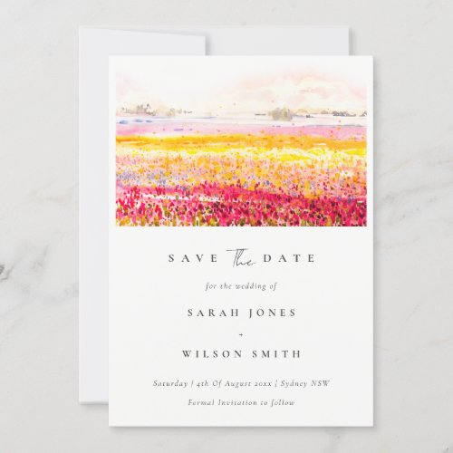 Rustic Spring Countryside Floral Fields Landscape Save The Date