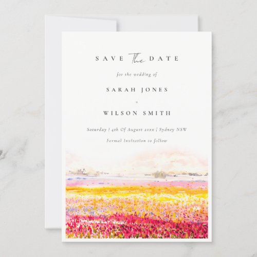 Rustic Spring Countryside Floral Fields Landscape Save The Date