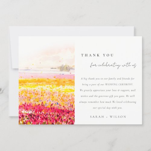 Rustic Spring Countryside Floral Landscape Wedding Thank You Card