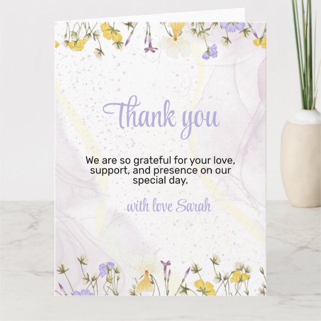 Rustic Spring Floral bridal shower Wedding Thank You Card (Front)