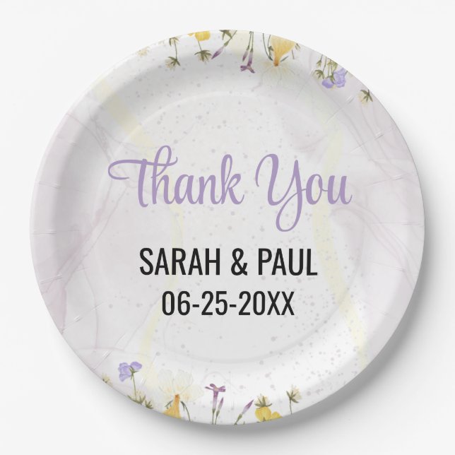 Rustic Spring Floral Elegant wedding Paper Plates (Front)