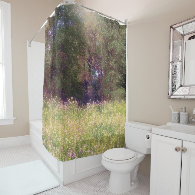 Rustic Spring Floral Enchanted Forest Trees Shower Curtain (In Situ)