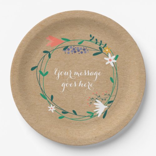 Rustic Spring Floral Garland Paper Plates