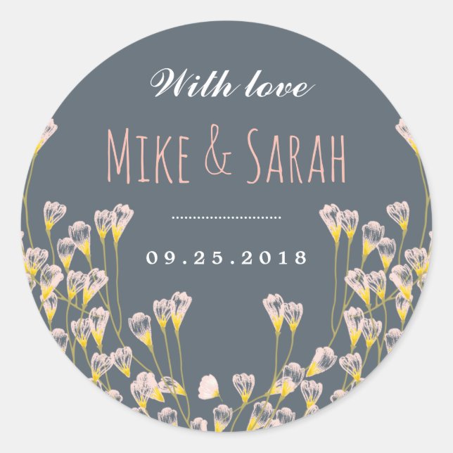 Rustic Spring Flower Garden Wedding Favor Sticker (Front)