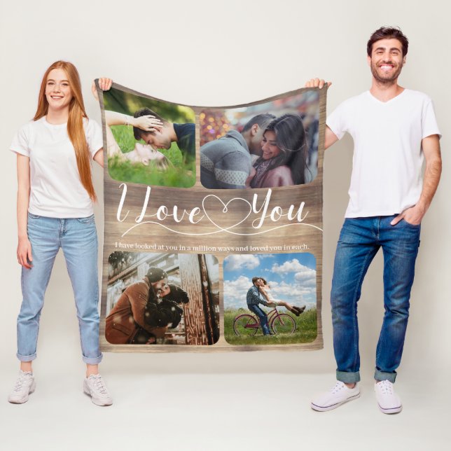 Rustic Spring Love Couples Photo collage Fleece Blanket (In Situ)