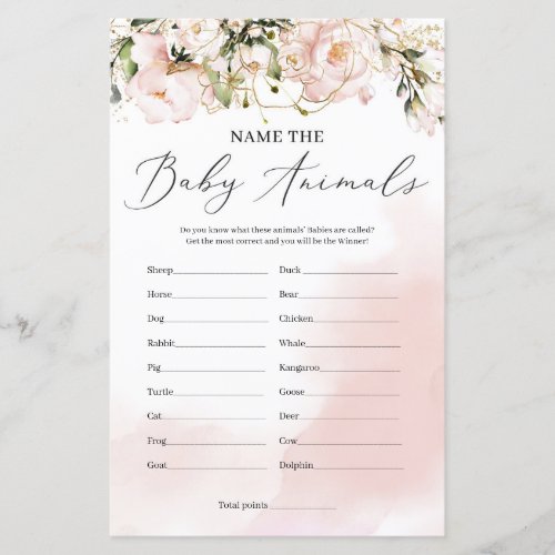 Rustic spring name the baby animals baby shower