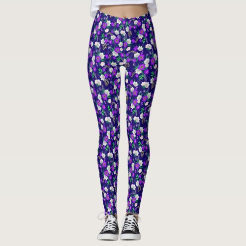 Rustic Spring Pansy Flowers Bouquet Leggings