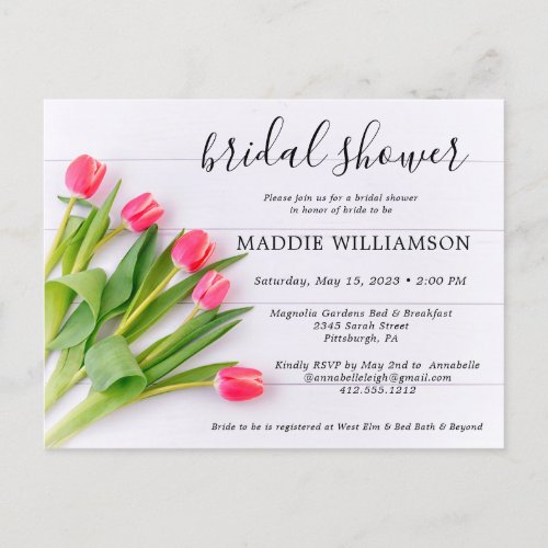 Rustic Spring Tulips Bridal Shower Invitation