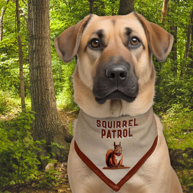 Rustic Squirrel Patrol Funny Dog Pet Bandana Collar (Creator Uploaded)