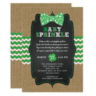 Rustic St Patrick's Day Bow Tie Baby Sprinkle Invitation