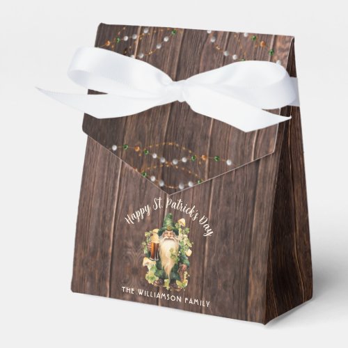 Rustic St Patricks Day Gnome Drinking Beer Custom Favor Boxes