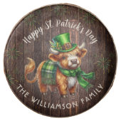 Rustic St. Patrick's Day Highland Cow Personalized Chocolate Covered Oreo (Front)