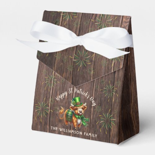 Rustic St Patricks Day Highland Cow Personalized Favor Boxes