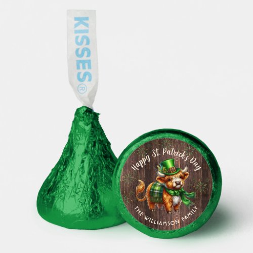 Rustic St Patricks Day Highland Cow Personalized Hersheys Kisses