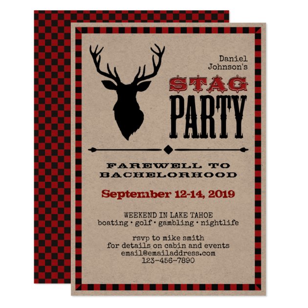 Rustic Stag Bachelor Party Invitation