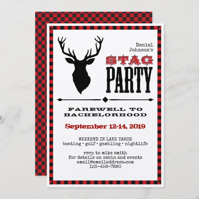 Rustic Stag Bachelor Party Invitation (Front/Back)