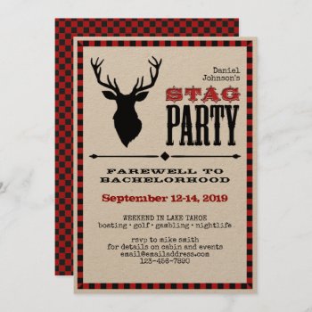 Rustic Stag Bachelor Party Invitation by Charmalot at Zazzle