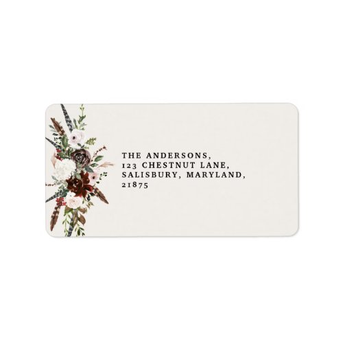 Rustic stag fall watercolor floral wedding  label