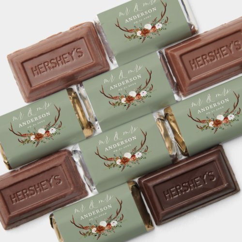 Rustic stag sage green wedding elegant party hershey's miniatures