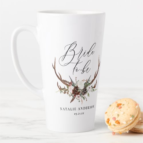 Rustic stag watercolor floral bridal shower banner latte mug