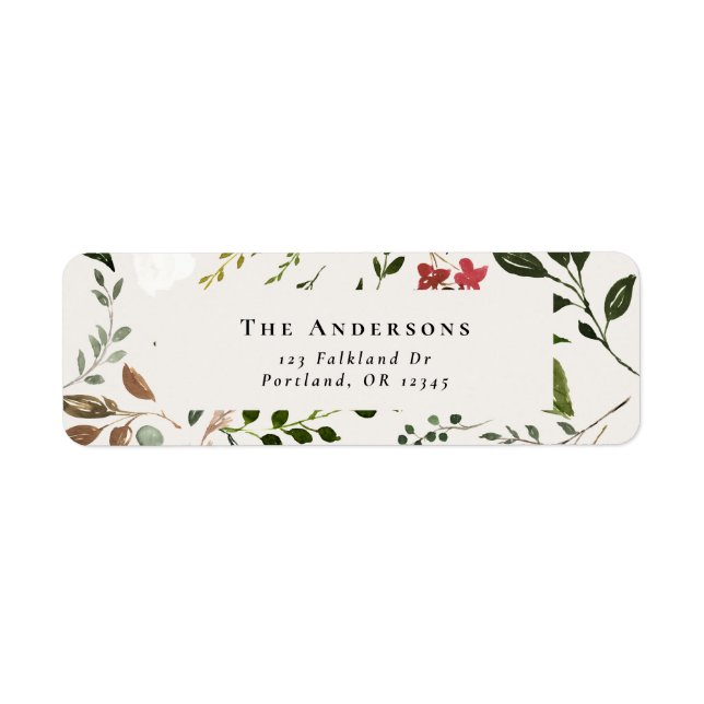 Rustic stag watercolor white floral wedding  label (Front)