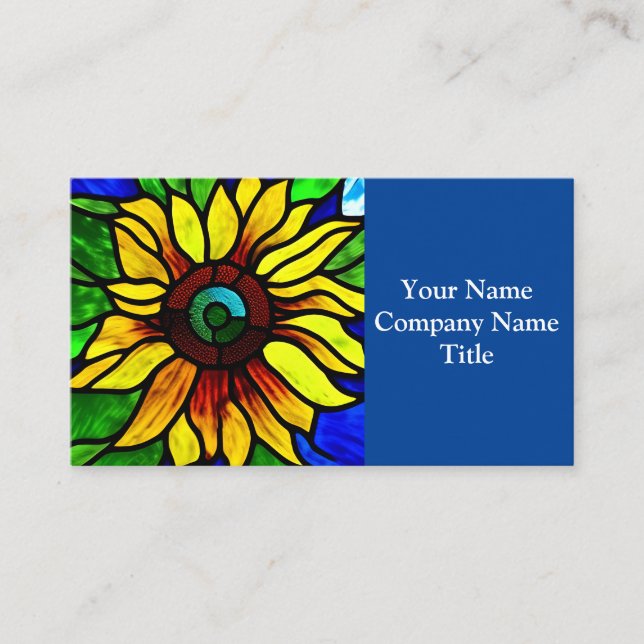 Rustic Stained Glass Look Country Sunflower Business Card (Front)