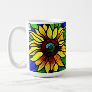 Rustic Stained Glass Look Country Sunflower Coffee Mug