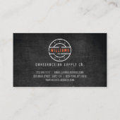 Rustic Stamped Logo on Black Wood Construction Business Card (Back)