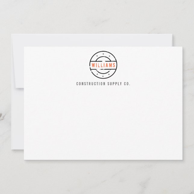 Rustic Stamped Logo Personalized Flat Notecard (Front)