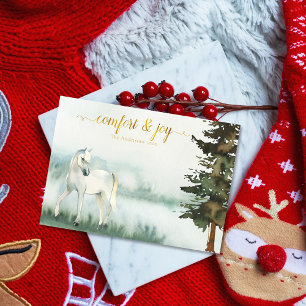 Rustic Standing White Horse Christmas Holiday Card