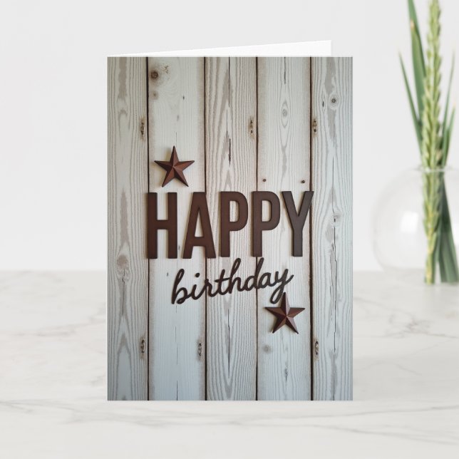 Rustic Star Birthday Card (Front)