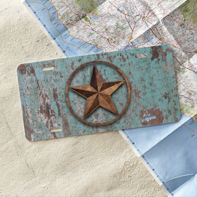 Rustic Star (Blue) License Plate (In Situ)